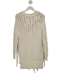 91 LAB Cream Cable Knit Jumper Dress With Fringe One Size - Reliked