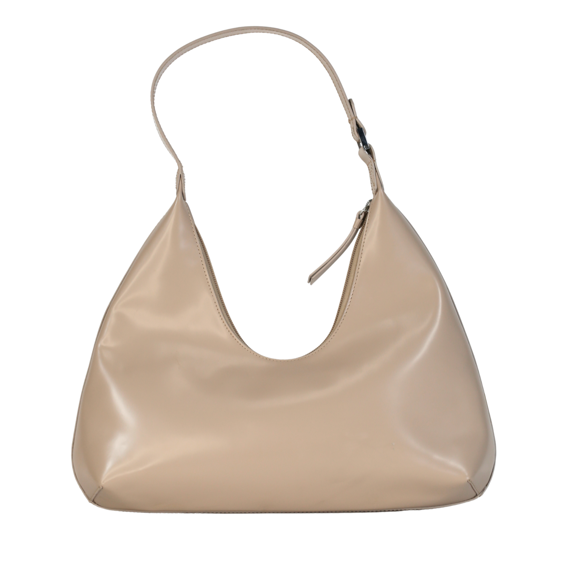 BY FAR Beige Amber Semi Patent Leather Shoulder Bag