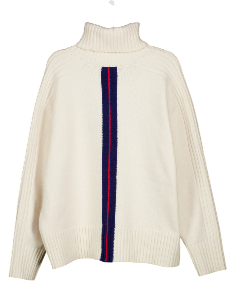 ELLESSE Cream Roll Neck Fascuno Knitted Logo Jumper UK 12