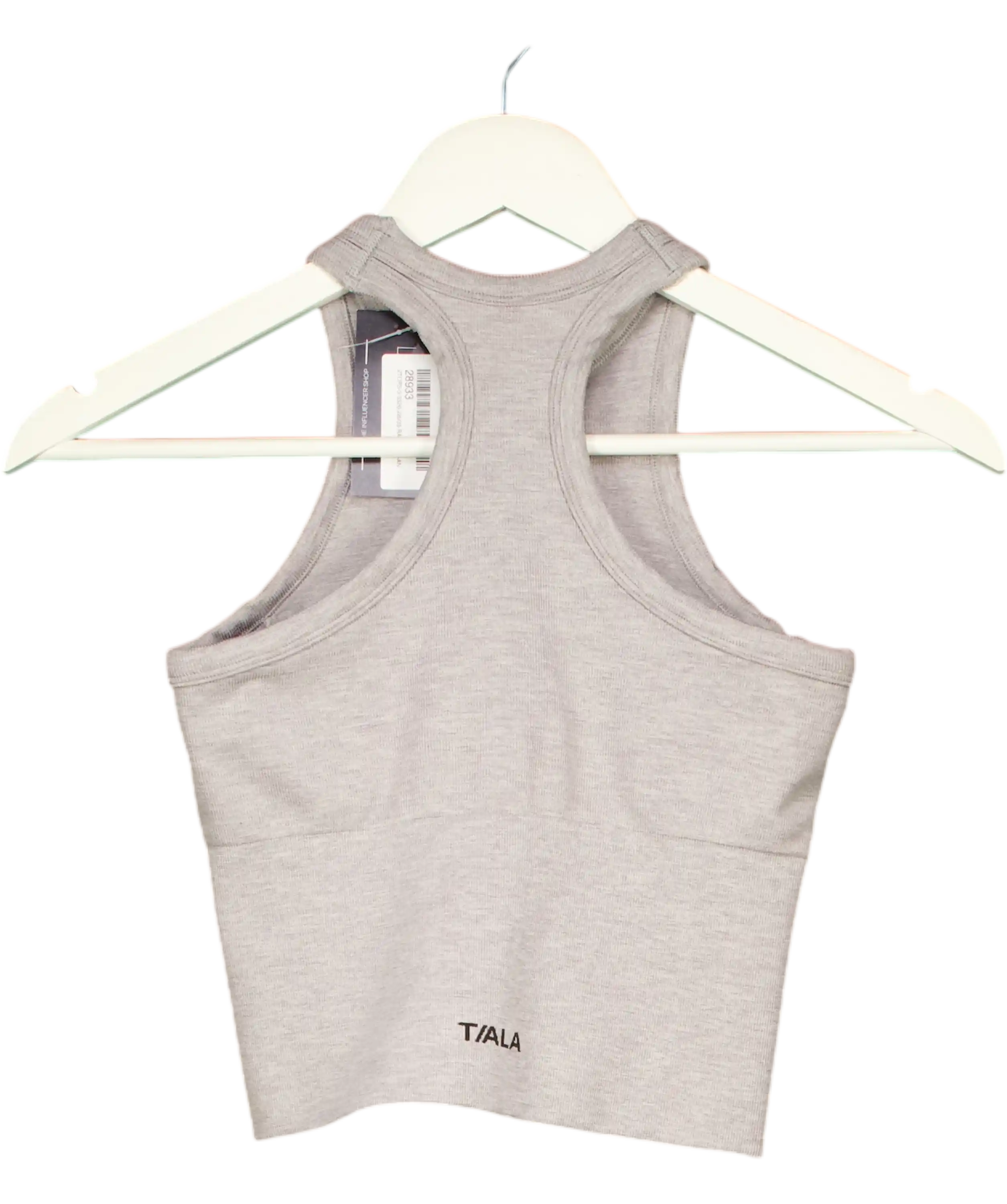 TALA Sculpt Seamless Ribbed Racerback Sports Bra Light Grey Marl UK S