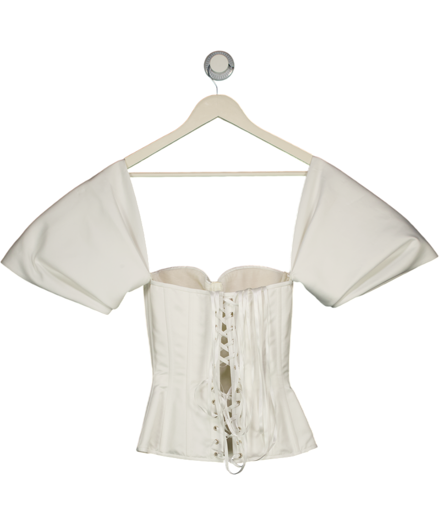 STATNAIA White Satin Corset With Detachable Sleeves UK XS