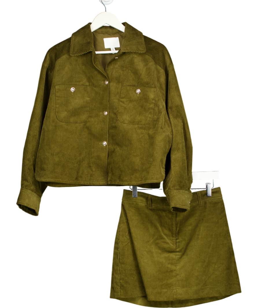 H&M Green Oversized Corduroy Jacket And Skirt Set UK S