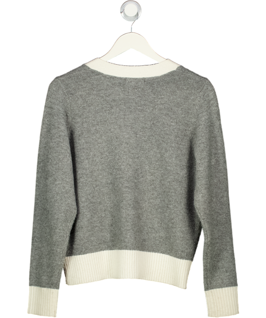NEW LOOK Grey / Ivory Gold Button Cardigan UK 8