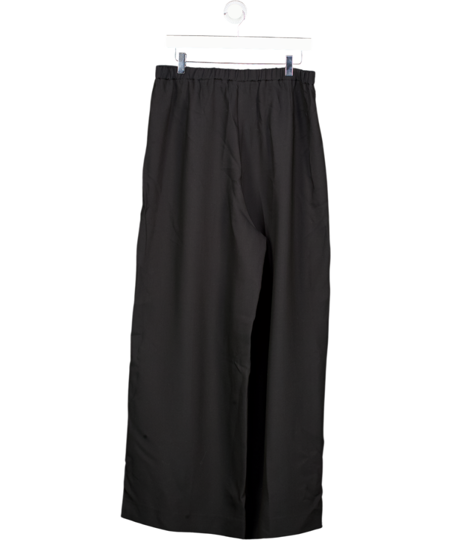 Lilysilk Black Wool Silk Blend Wide Leg Trousers UK 16