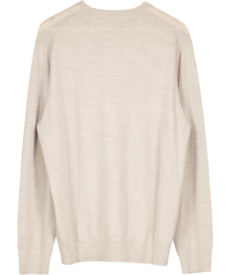 CHARLES TYRWHITT Pure Merino Crew Neck Jumper - Limestone Beige UK L