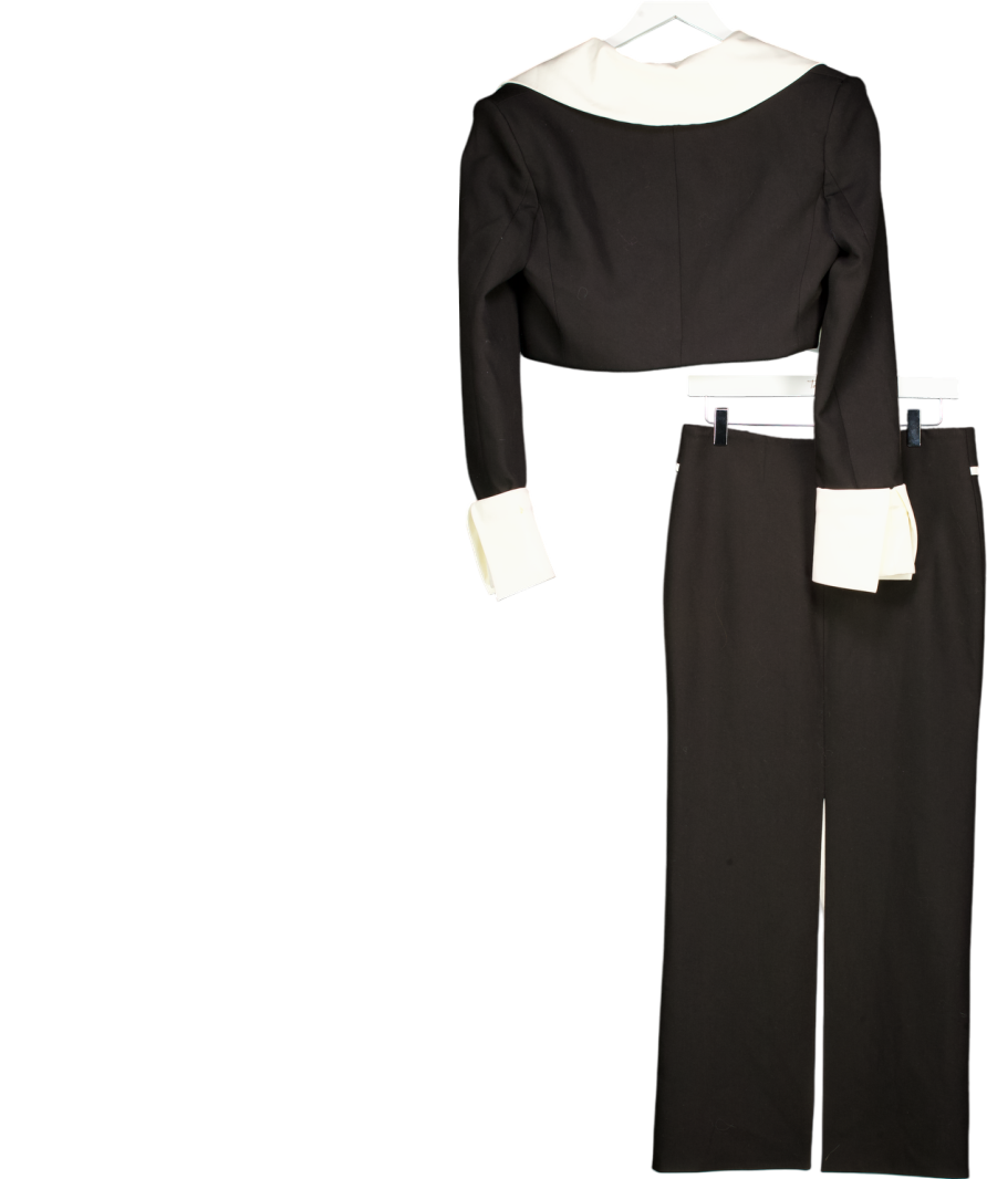 Human Connection Black Tailored Maxi Skirt And Cropped Blazer Set UK 8