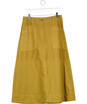 TOAST Olive Green Cotton / Linen Blend Midi Skirt UK 12