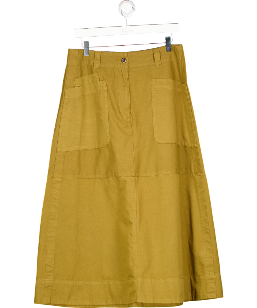 TOAST Olive Green Cotton / Linen Blend Midi Skirt UK 12