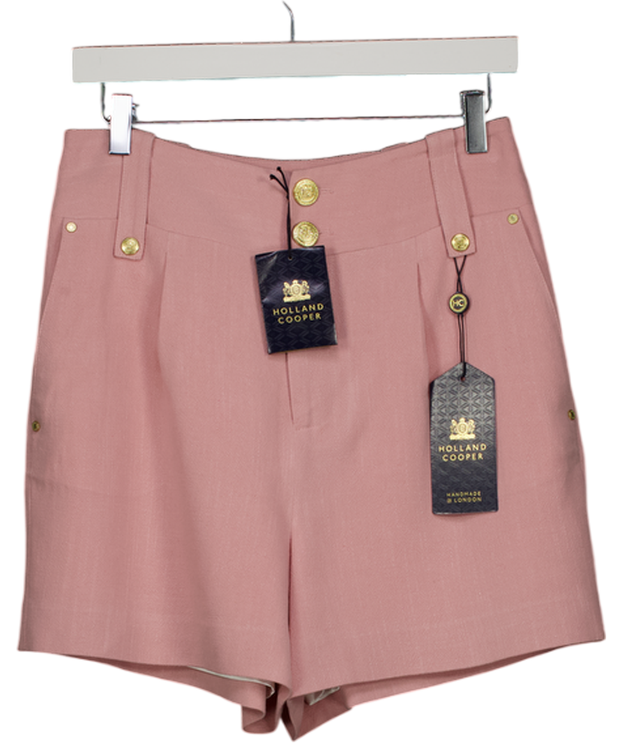 Holland Cooper Pink Linen Blend Tailored Shorts UK 10