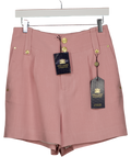 Holland Cooper Pink Linen Blend Tailored Shorts UK 10