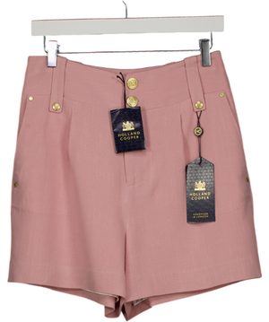 Holland Cooper Pink Linen Blend Tailored Shorts UK 10