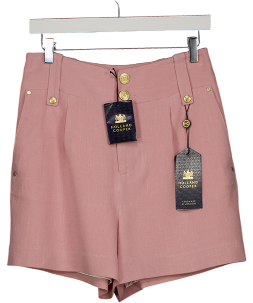 Holland Cooper Pink Linen Blend Tailored Shorts UK 10