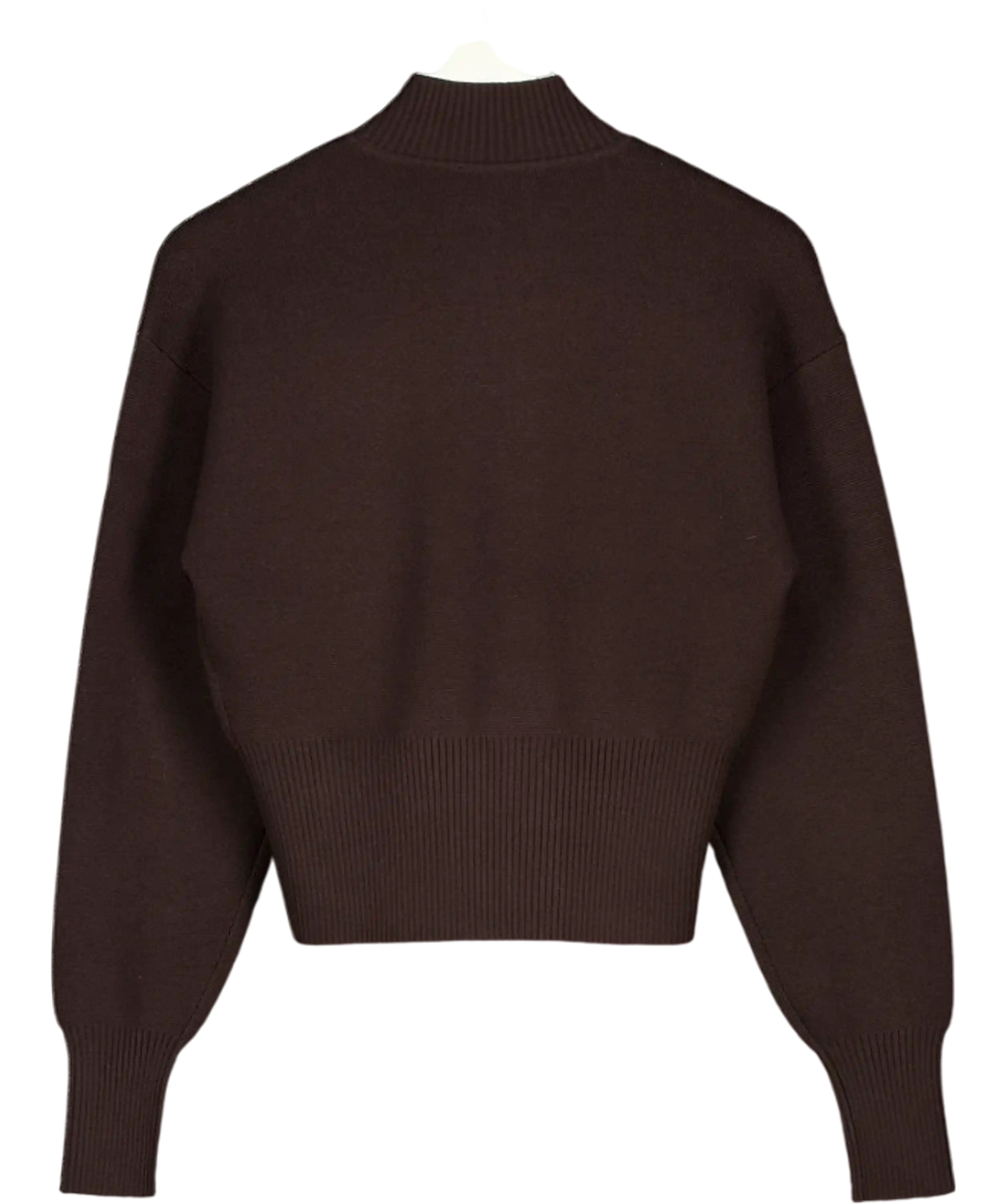 KOOKAI Chocolate Brown Wool Dalton Zip Cardigan UK 8
