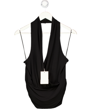 HENNE Black Draped Trisha Halterneck Top UK 8