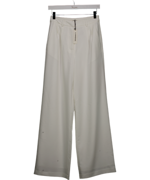 Commense White Solid Wide Leg Trousers Without Belt UK XS