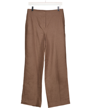 TALBOTS Brown Light Broen Classic Linen Straight Ankle Trousers Us4 UK 8