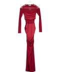 4th & Reckless Sadie Burgundy Red Jersey And Mesh Mix Long Sleeved Maxi Dress UK 6