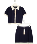 FOREVER NEW 2-piece Nvay Blue & Cream  Blue Farah Knitted Top & Skirt Set UK S