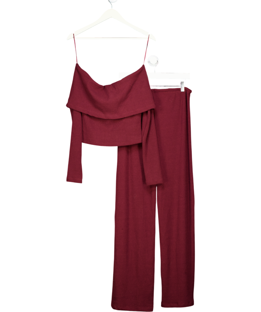 4th & Reckless 2-piece Dark Red Emmy Dark Red Bardot Foldover Top And Trousers Set UK 6