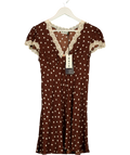 RIXO Cely Layla Dot Brown Mini Dress UK 12