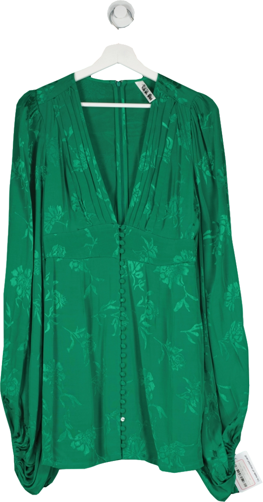 Rat & Boa Green Isabella Balloon Sleeve Mini Dress UK S