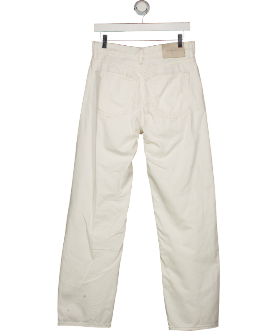 CALVIN KLEIN White Straight Signature 90's Leg Jeans L30 W30