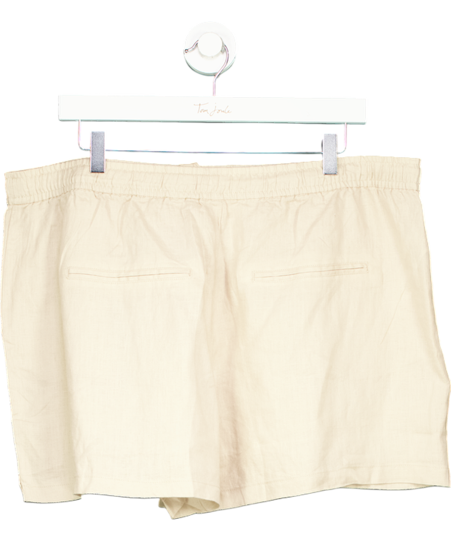 MANGO Beige Straight-fit Linen Shorts UK XXL