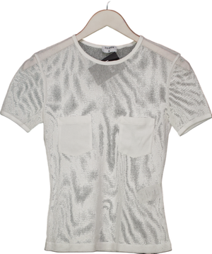 Filippa K White Patch-pocket Mesh T-shirt UK S
