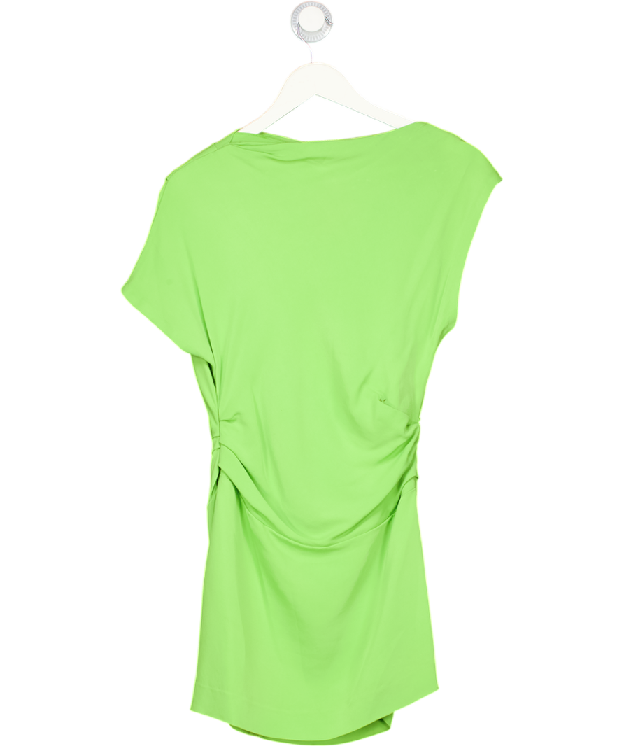 REISS Green Freya Asymmetric Ruched Mini Dress UK 8