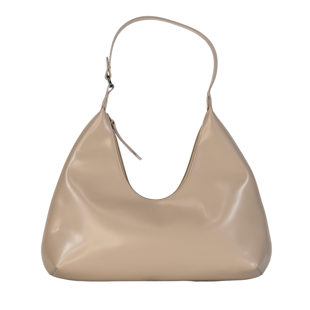 BY FAR Beige Amber Semi Patent Leather Shoulder Bag