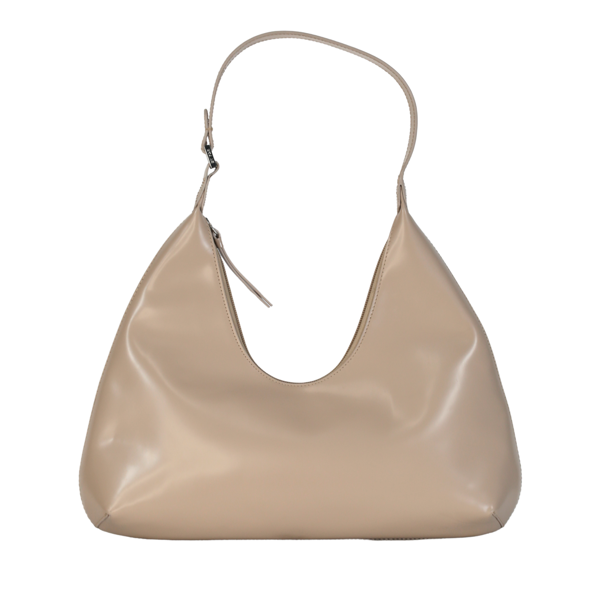 BY FAR Beige Amber Semi Patent Leather Shoulder Bag
