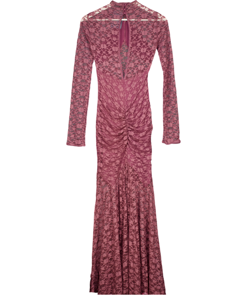 ASOS Purple Lace Maxi Dress With Cut Away Panel Detailing UK 8