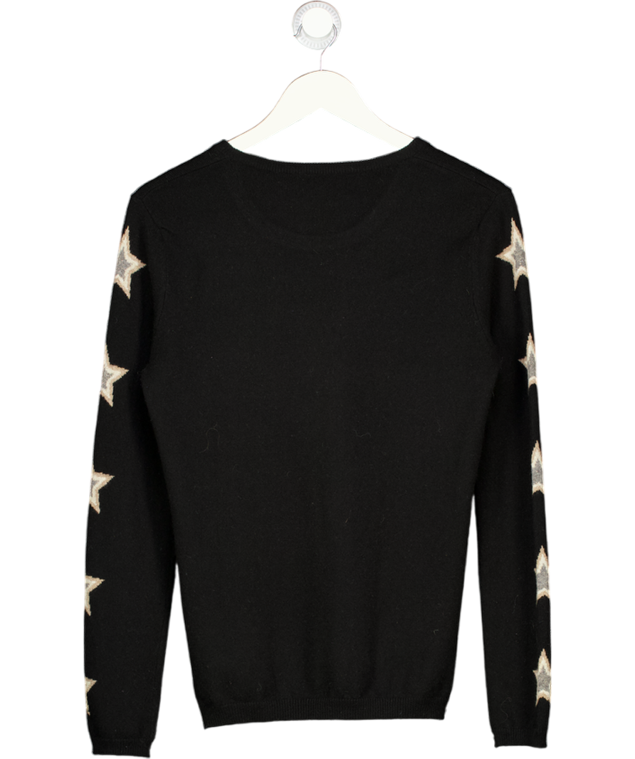 WYSE LONDON Black Star Sleeve 100% Cashmere Jumper Sz1 UK S
