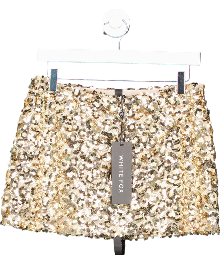 White Fox Metallic Stepping Out In Style Sequin Mini Skirt UK L