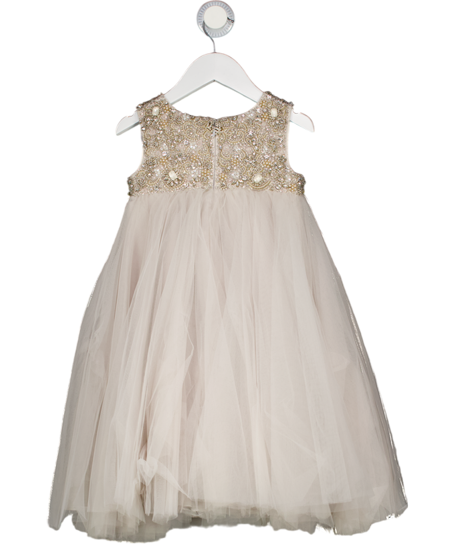 MAISON AVA Dove Grey Girls Embellished  Occasion Dress 6 Years