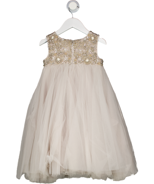 MAISON AVA Dove Grey Girls Embellished  Occasion Dress 6 Years