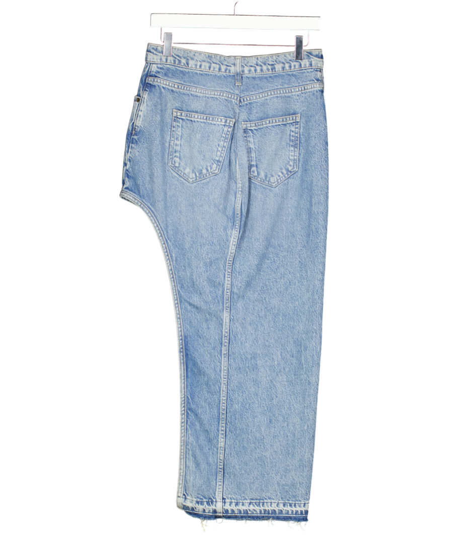 ZARA Blue Bluen Asymmetric Denim Midi Skirt UK M