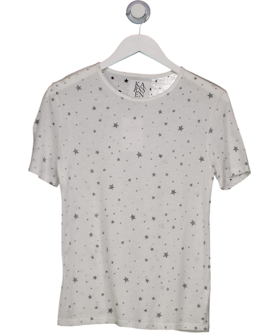 Zoe Karssen White Round Neck Star Print T-shirt UK XS