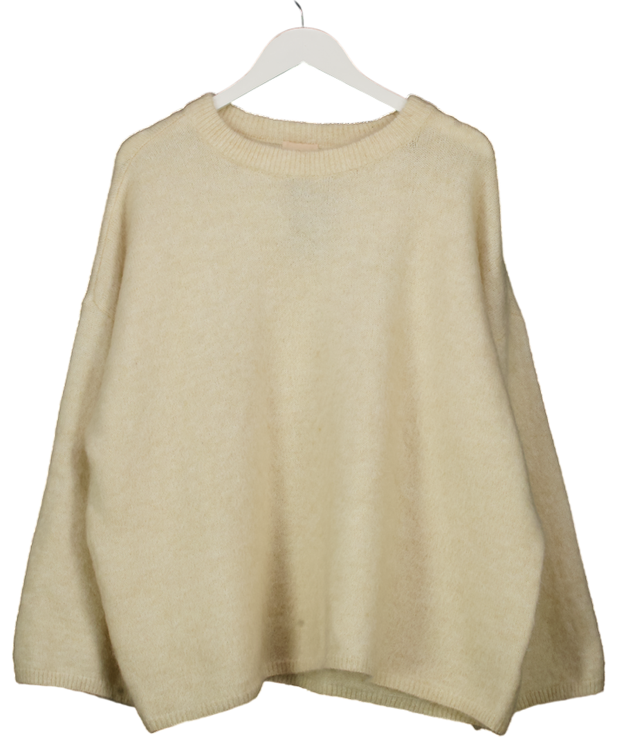 H&M Cream Premium Oversize Mohair-blend Jumper UK M