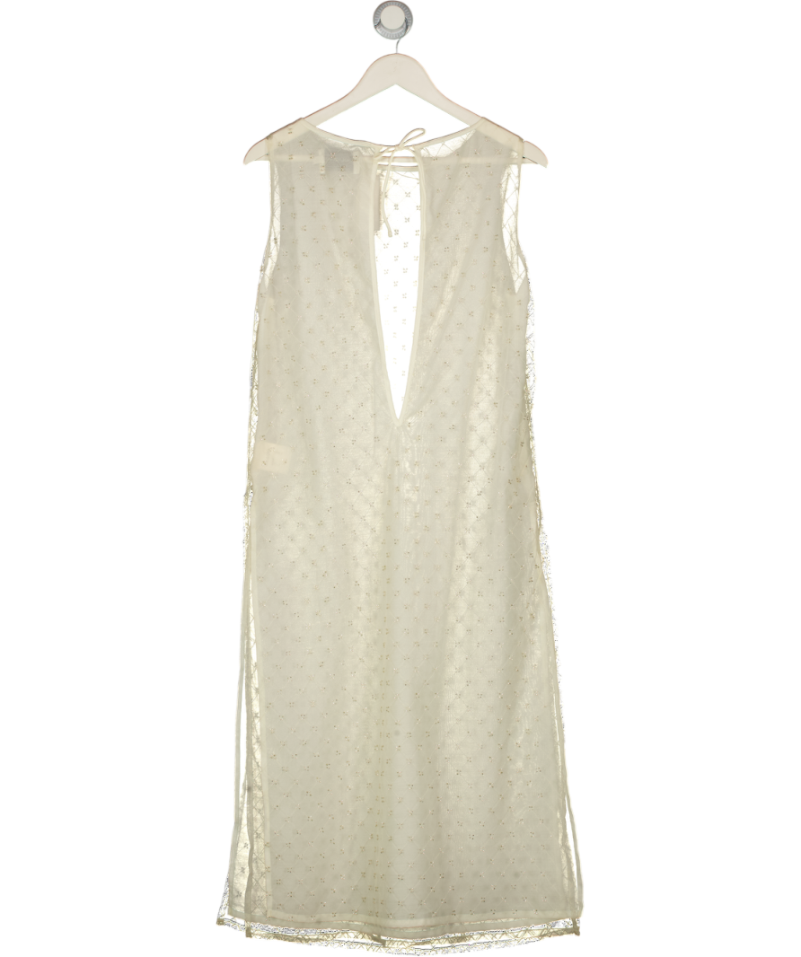 SOLAQUA Sheer Beaded Aurora Tunic - Ivory Cream UK 6