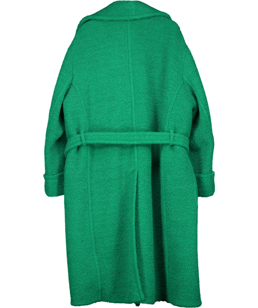 LACOSTE Green Virgin Wool-blend Sherpa Fleece Coat UK S