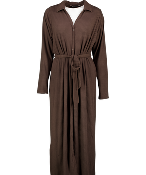 YOURS Brown Ribbed Jersey Maxi Dress With Belt UK 18
