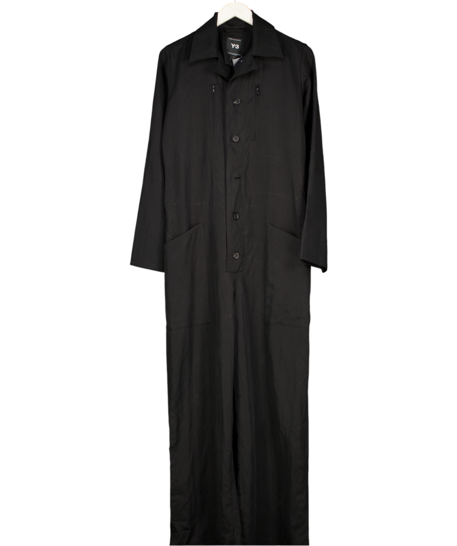 Y-3 Black Belted Twill Jumpsuit UK M