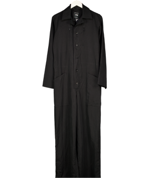 Y-3 Black Belted Twill Jumpsuit UK M