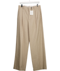 almada label Beige Penny Pleated Wool Trousers UK L