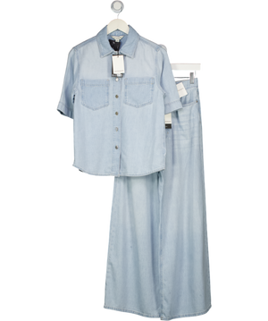 M&S Blue Autograph 2-piece Wide Leg Jeans And Relaxed Shirt Set UK 6