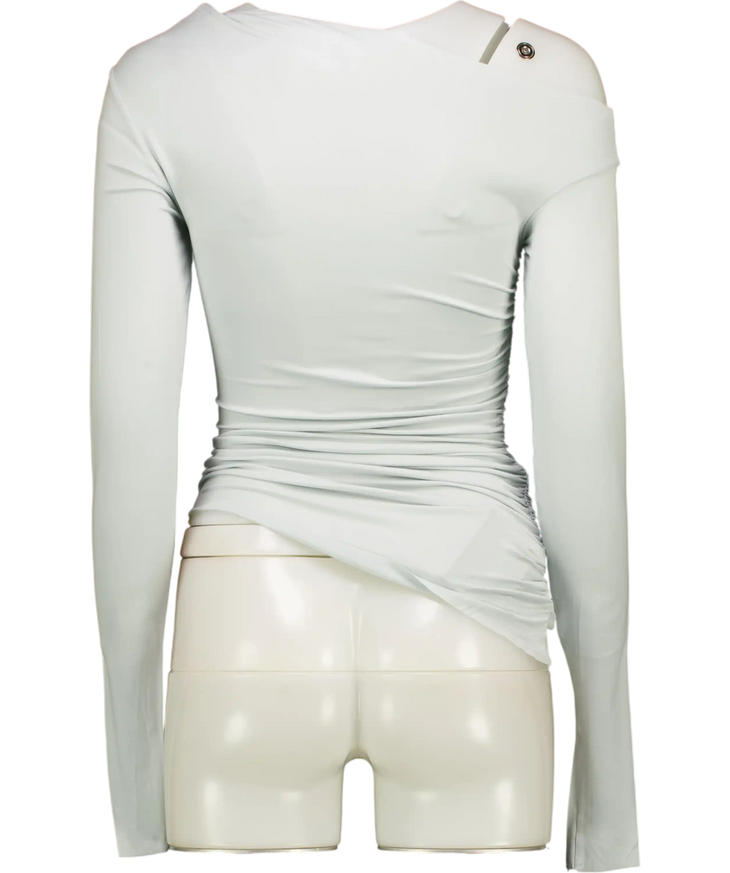 SKIMS Pearl Grey Cupro Jersey Asymmetrical Top UK XS