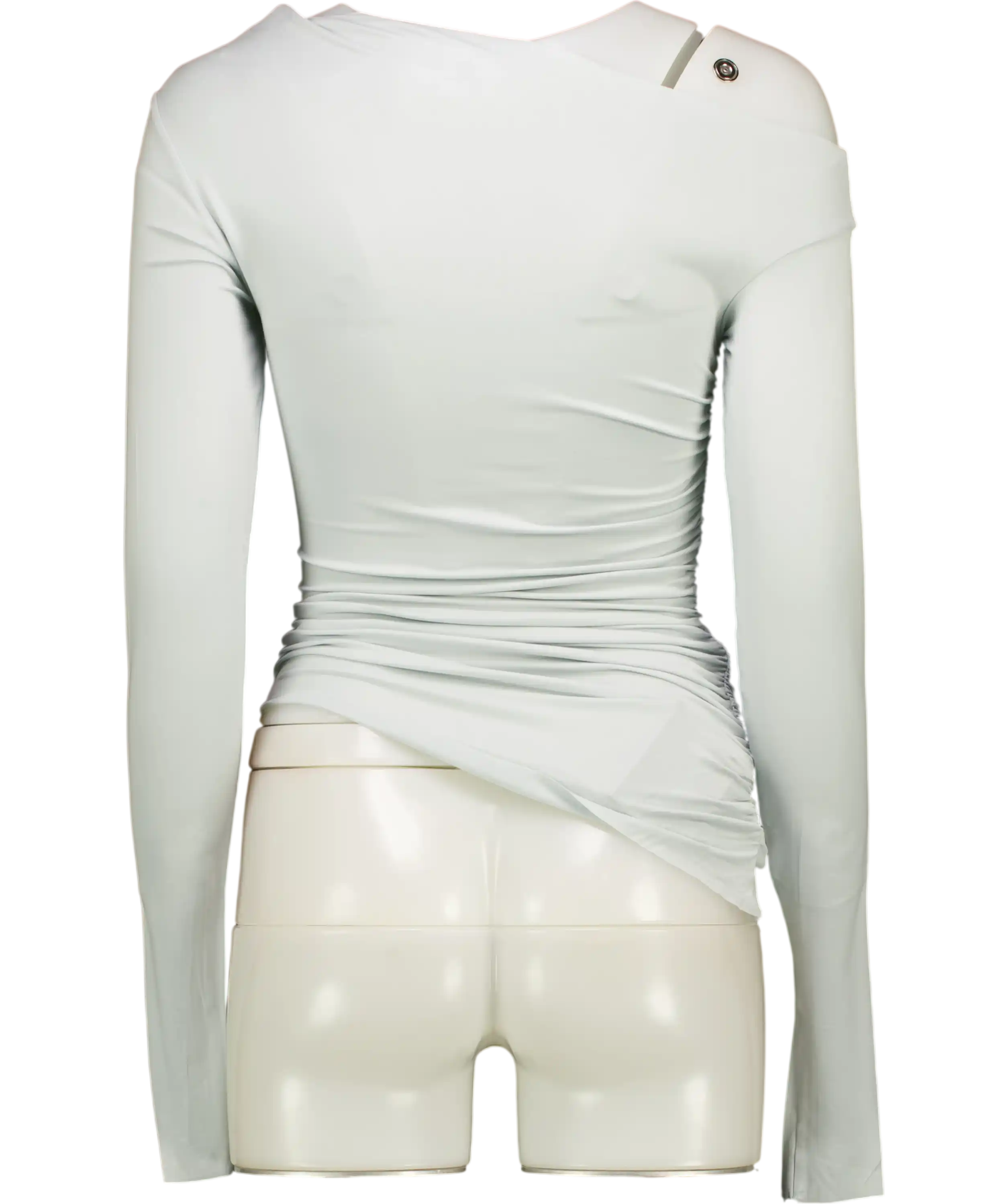 SKIMS Pearl Grey Cupro Jersey Asymmetrical Top UK XS