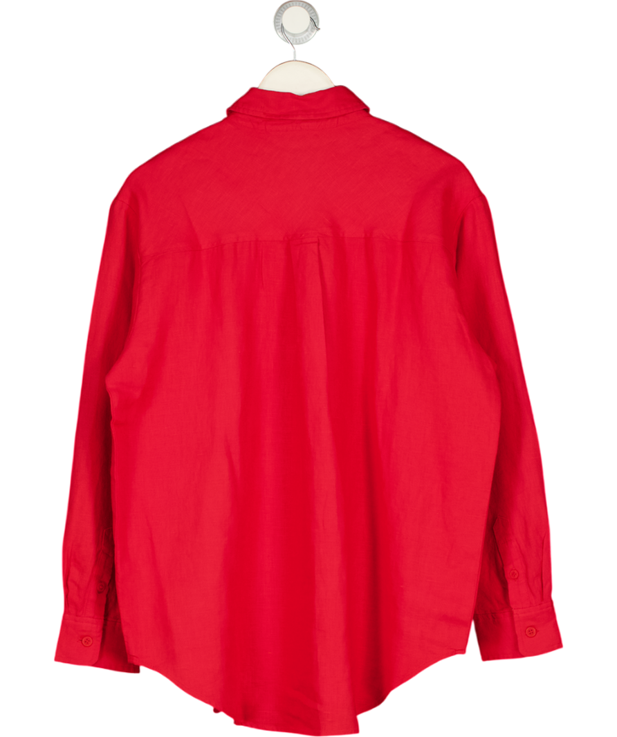 WHISTLES Red Ultimate Relaxed Fit Linen Shirt UK 12