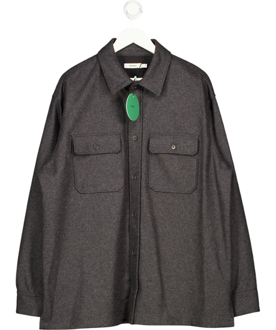 PANGAIA Grey Dna Recycled Wool Long Sleeve Pocketed Shirt UK L